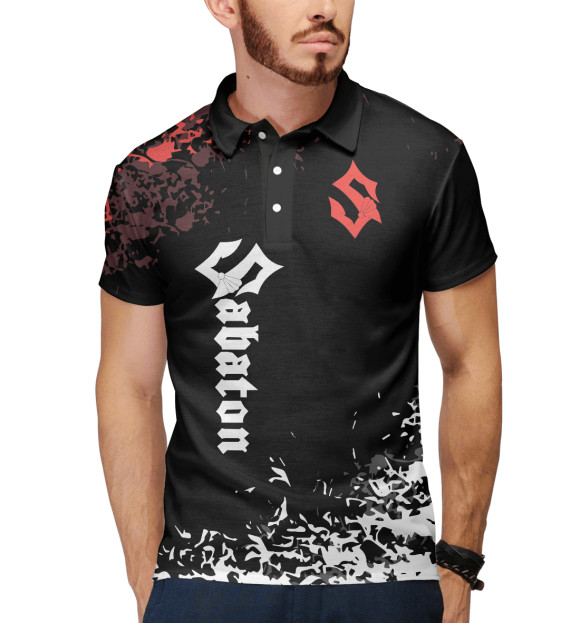 Мужское поло с изображением Sabaton цвета Белый