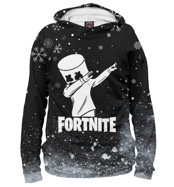 Женское худи с изображением Fortnite Новогодний цвета Белый