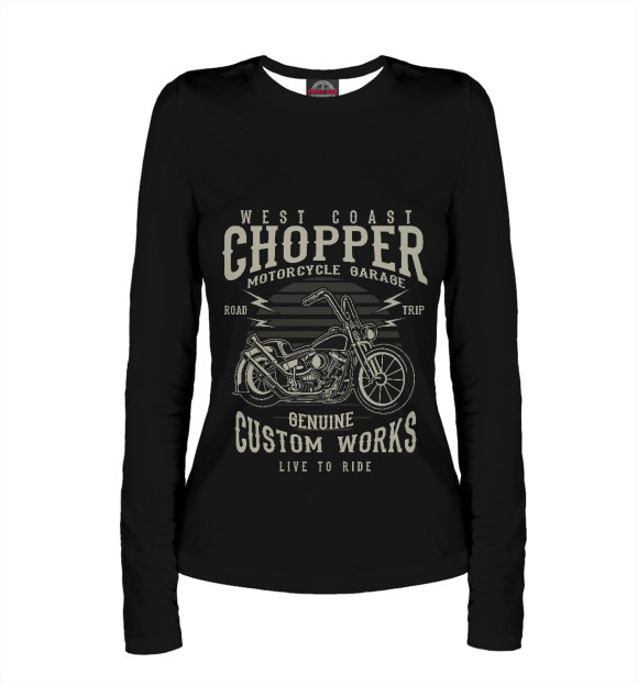 Женский лонгслив с изображением West Coast Chopper цвета Белый