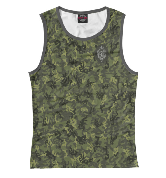 Майка для девочки с изображением Камуфляж ОФИЦЕР ГРАНИЦ ФСБ цвета Белый