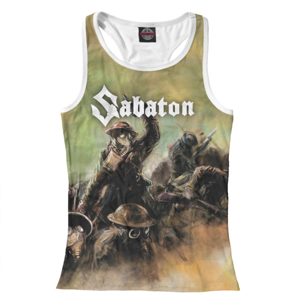 Женская майка-борцовка с изображением Sabaton цвета Белый
