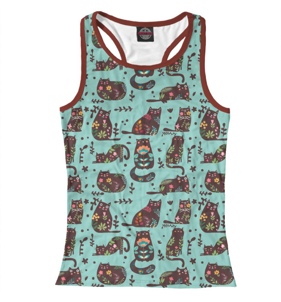 Женская майка-борцовка с изображением Cat цвета Белый