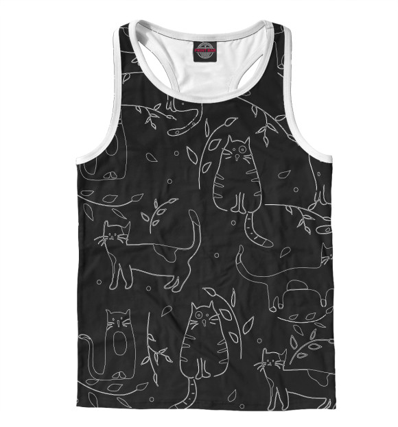 Мужская майка-борцовка с изображением Ночные котики цвета Белый