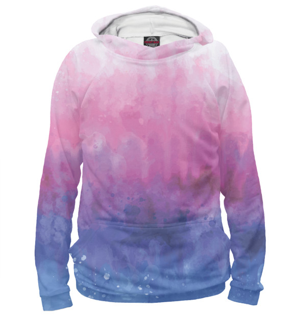 Женское худи с изображением Акварель (Tie-Dye) цвета Белый