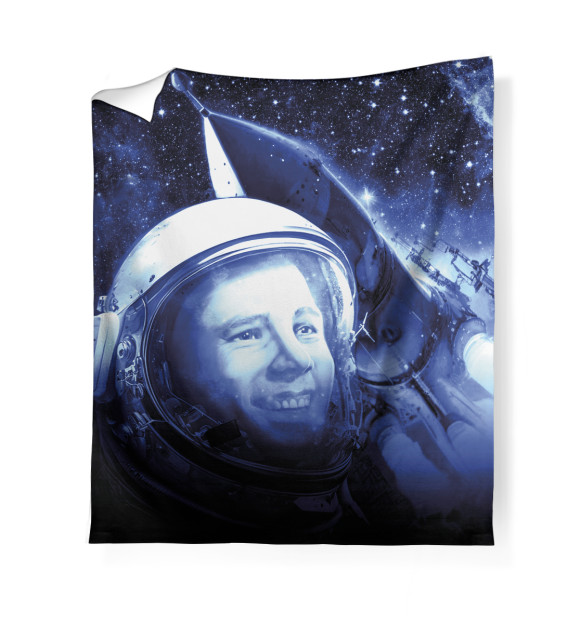 Плед с изображением Космонавт Гагарин цвета Белый