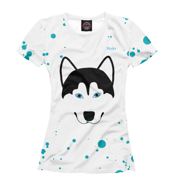 Женская футболка с изображением Husky Dog Breed цвета Белый