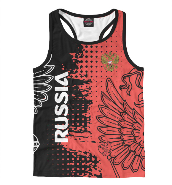 Мужская майка-борцовка с изображением RUSSIA цвета Белый
