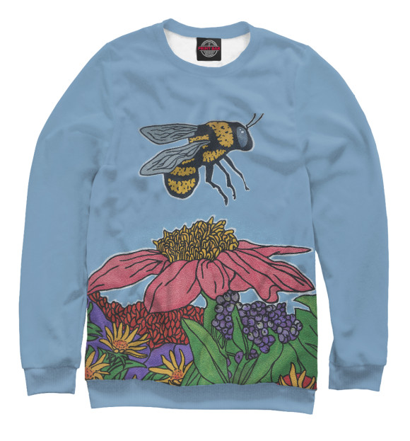 Свитшот для девочек с изображением Пчела на работе цвета Белый
