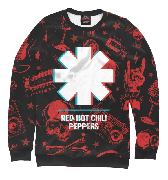 Свитшот для мальчиков с изображением Red Hot Chili Peppers Rock Glitch цвета Белый