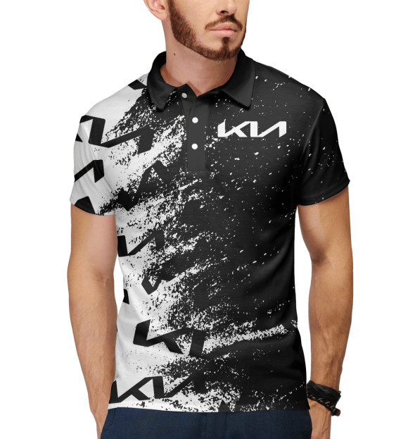 Мужское поло с изображением KIA цвета Белый