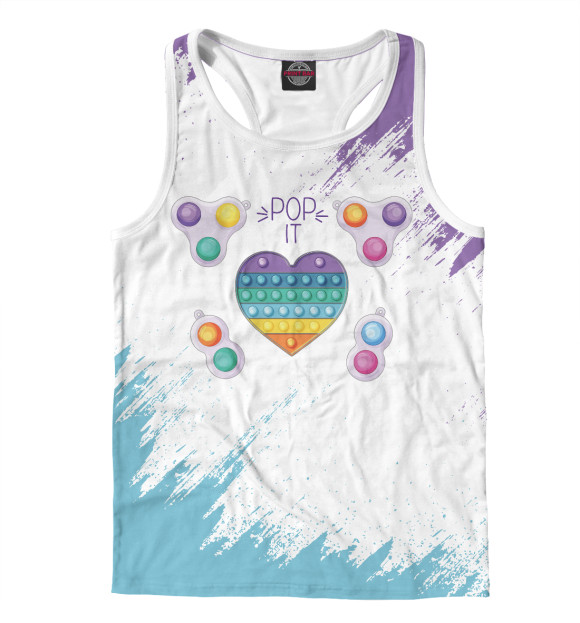 Мужская майка-борцовка с притом Pop it антистресс цвета Белый Мужская майка-борцовка с изображением Pop it антистресс цвета Белый