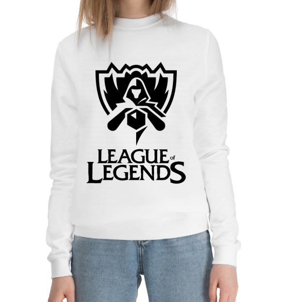 Женский хлопковый свитшот с изображением League of Legends цвета Белый