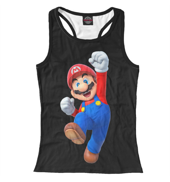 Женская майка-борцовка с изображением Mario цвета Белый