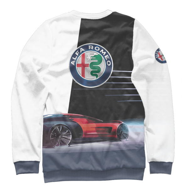Свитшот для мальчиков с изображением Alfa Romeo sketch цвета Белый