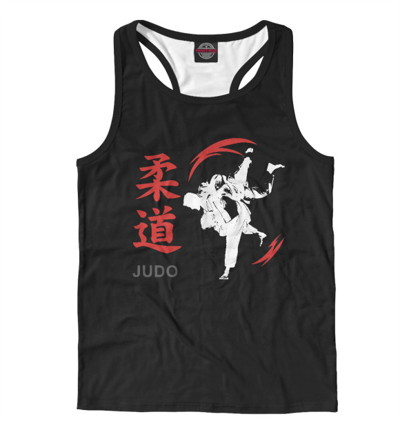 Мужская майка-борцовка с изображением Символика дзюдо цвета Белый