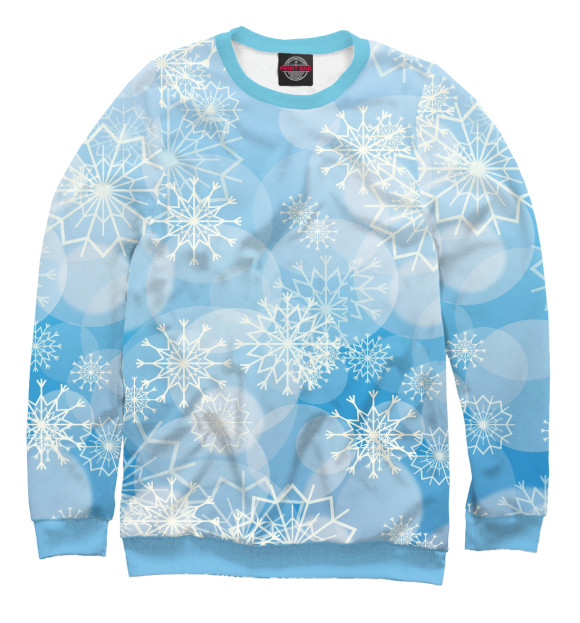 Мужской свитшот с изображением Нежные снежинки цвета Белый