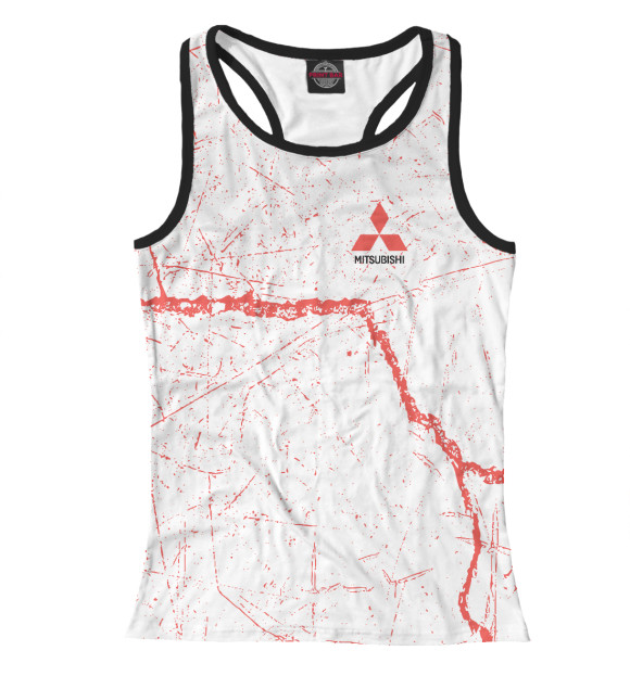 Женская майка-борцовка с изображением Mitsubishi цвета Белый