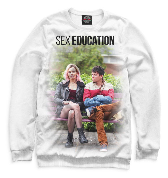 Мужской свитшот с изображением Sex Education цвета Белый