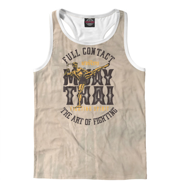 Мужская майка-борцовка с притом Muay Thai Fighter цвета Белый Мужская майка-борцовка с изображением Muay Thai Fighter цвета Белый
