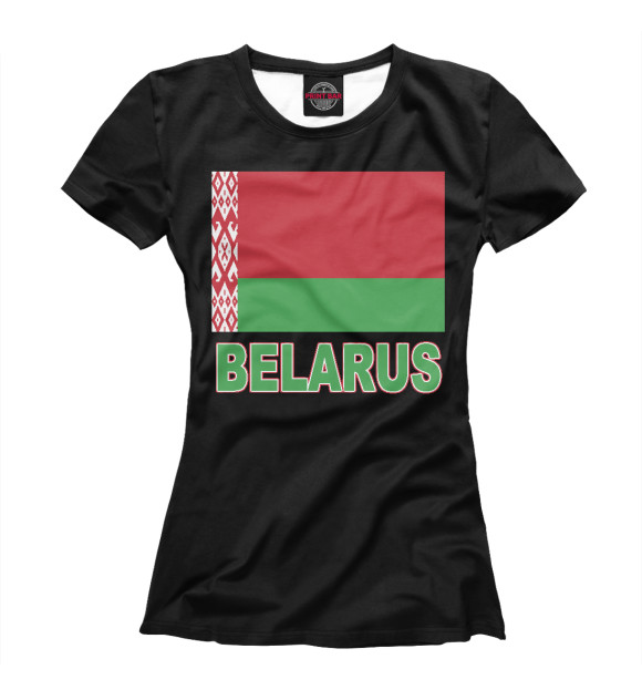 Женская футболка с изображением Belarus цвета Белый