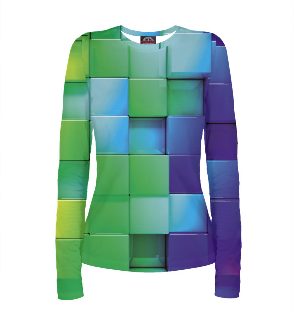 Женский лонгслив с изображением 3D pattern / Color цвета Белый
