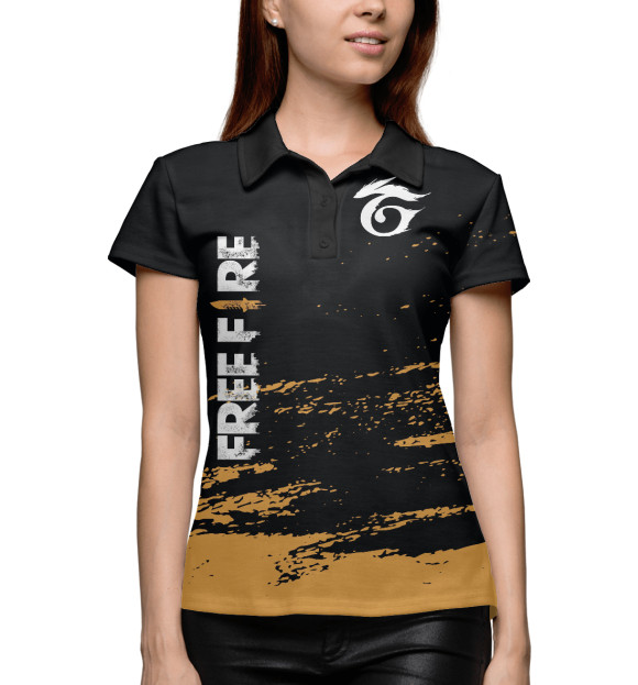 Женское поло с изображением Garena Free Fire цвета Белый