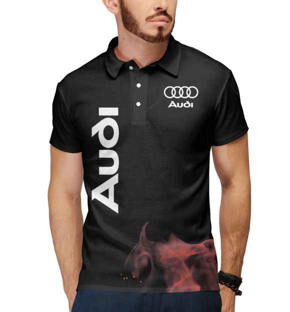 Мужское поло с притом Audi цвета Белый Мужское поло с изображением Audi цвета Белый