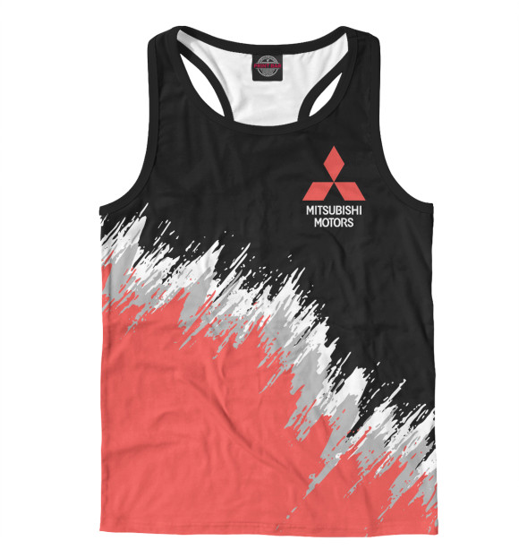 Мужская майка-борцовка с изображением Mitsubishi цвета Белый