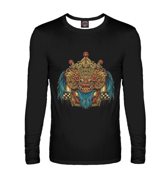 Мужской лонгслив с изображением Балийская маска цвета Белый