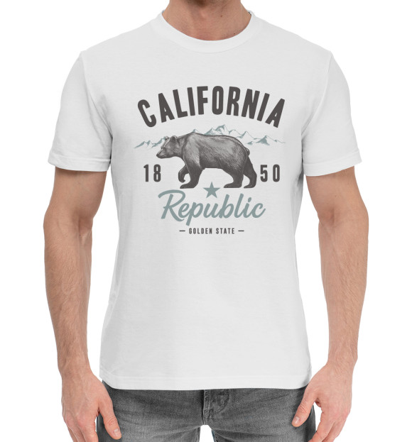 Мужская хлопковая футболка с изображением California цвета Белый