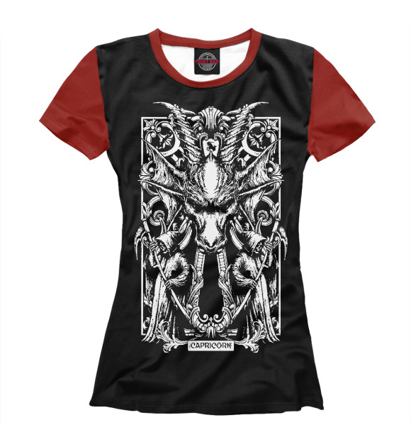 Женская футболка с изображением Демонический козерог цвета Белый