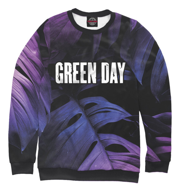 Свитшот для мальчиков с изображением Green Day Neon Monstera цвета Белый