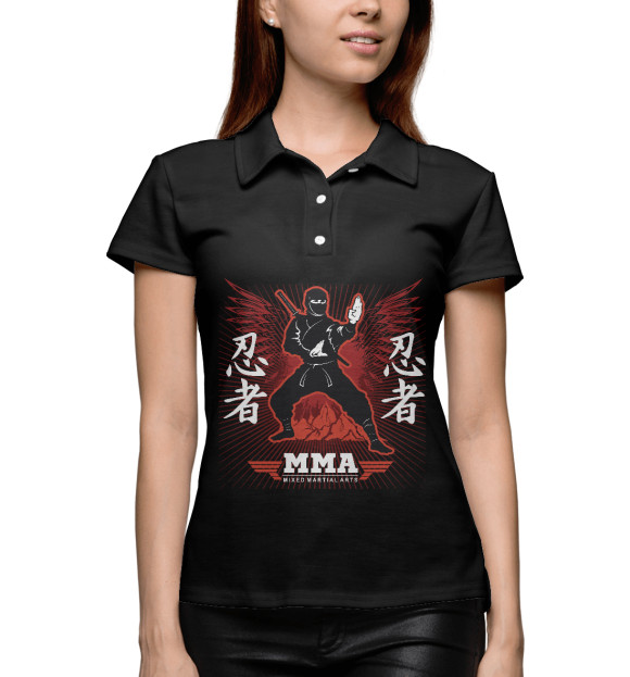 Женское поло с изображением ММА цвета Белый
