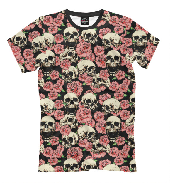 Мужская футболка с изображением Skull&Rose цвета Белый