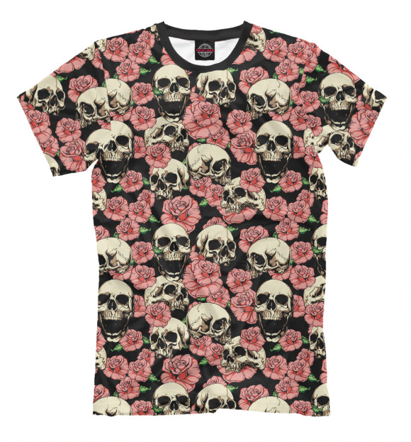Мужская футболка с изображением Skull&Rose цвета Белый