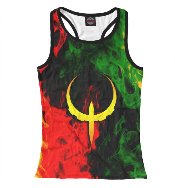 Женская майка-борцовка с притом QUAKE цвета Белый Женская майка-борцовка с изображением QUAKE цвета Белый