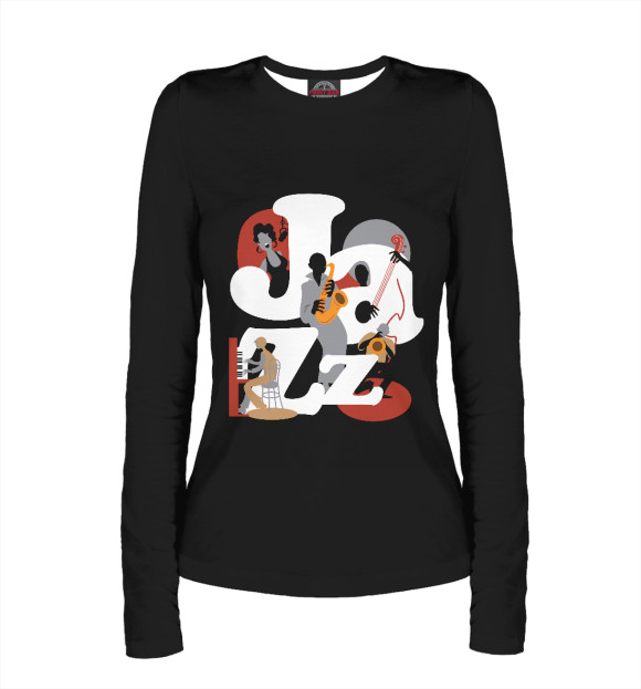 Женский лонгслив с изображением Jazz цвета Белый