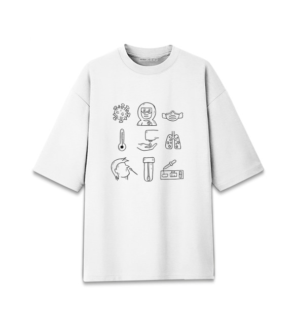 Женская футболка оверсайз с изображением Коронавирус цвета Белый