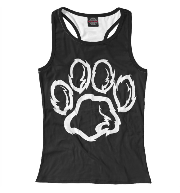 Женская майка-борцовка с изображением След лапы цвета Белый