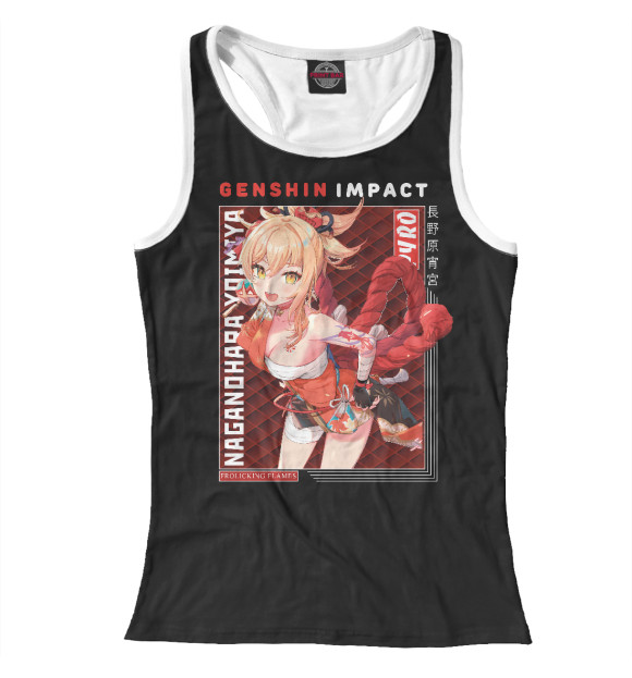Женская майка-борцовка с притом Ёимия. Genshin Impact цвета Белый Женская майка-борцовка с изображением Ёимия. Genshin Impact цвета Белый