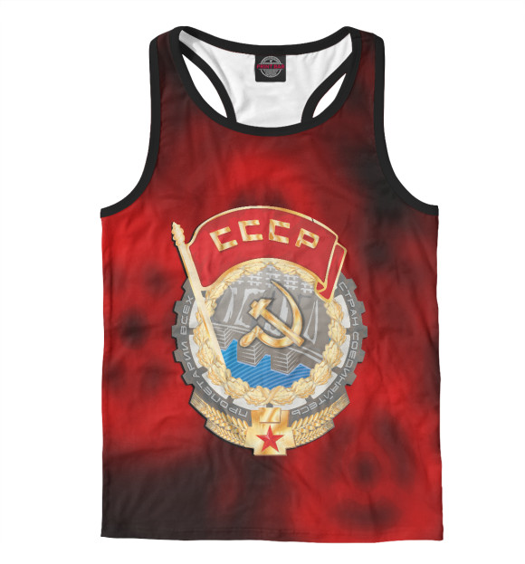 Мужская майка-борцовка с изображением Сила | Мощь | СССР цвета Белый