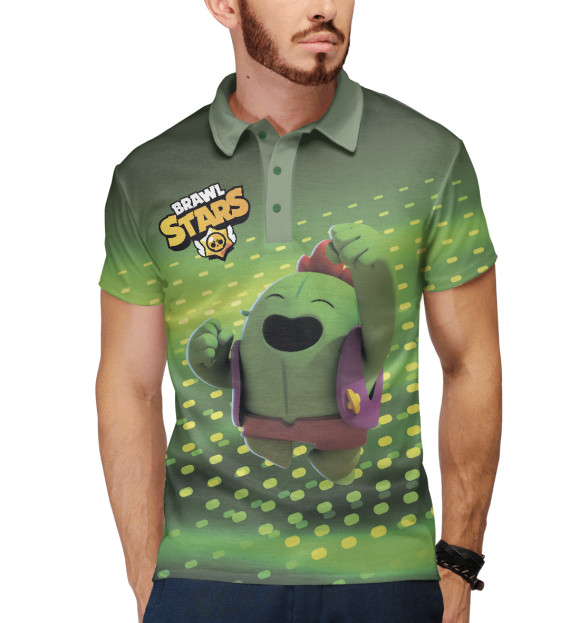 Мужское поло с изображением Brawn Stars Spike цвета Белый
