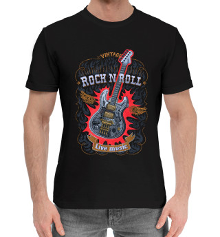 Хлопковая футболка для мальчиков Гитара стимпанк с надписью  rock n roll