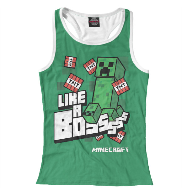 Женская майка-борцовка с изображением Майнкрафт цвета Белый