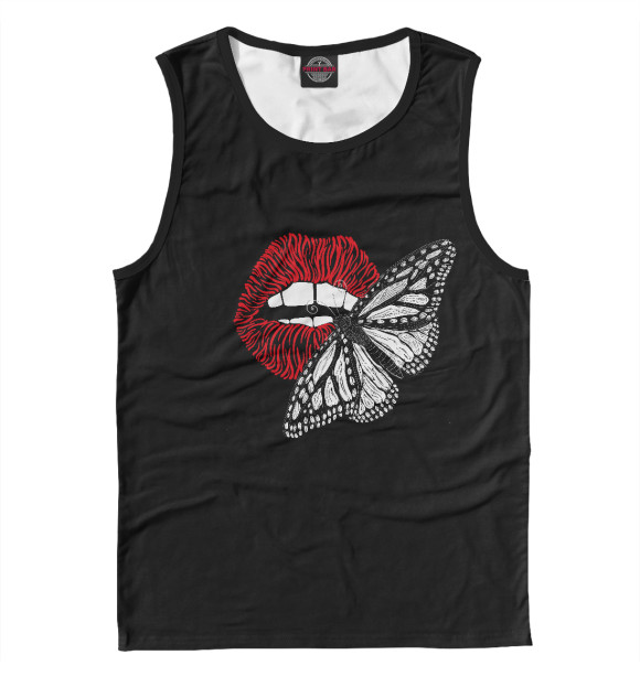 Майка для мальчика с притом Бабочка и губы цвета Белый Майка для мальчика с изображением Бабочка и губы цвета Белый