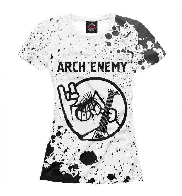 Футболка для девочек с изображением Arch Enemy | Кот цвета Белый