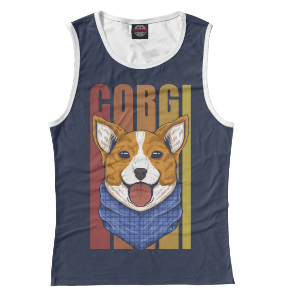 Майка для девочки с изображением CORGI цвета Белый