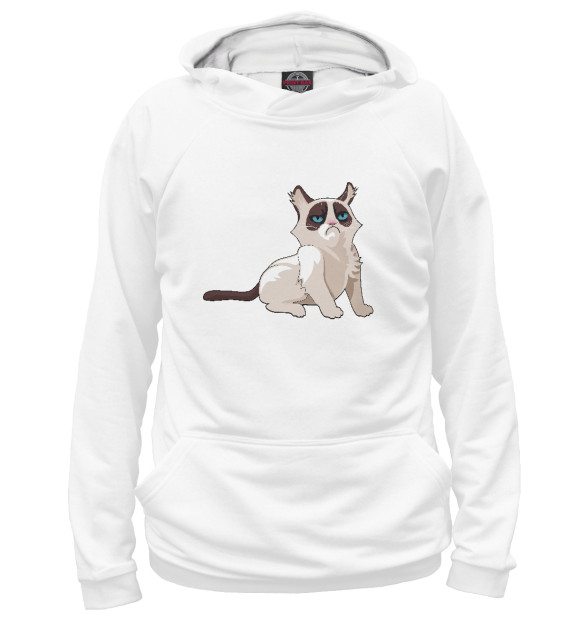 Женское худи с изображением Grumpy Cat цвета Белый