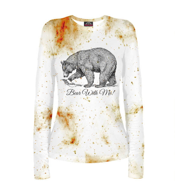 Женский лонгслив с притом Wild Bear цвета Белый Женский лонгслив с изображением Wild Bear цвета Белый