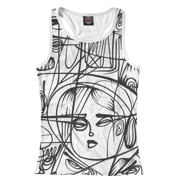 Женская майка-борцовка с изображением Линейная графика, цвета Белый